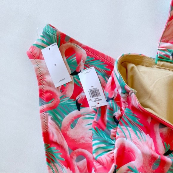 Old Navy | Bandeau Bikini 2-Piece Swim Set Flamingo Fun Pink New 3X Plus Size - Picture 10 of 14